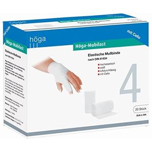 Höga Mubilast, elastische Mullbinde/fixeerband 4 cm x 4 m uitgerekt á 20 stuks, DIN 61634