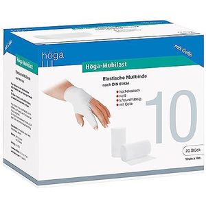 Höga Mubilast, elastische Mullbinde/fixeerstrip 10 cm x 4 m uitgerekt, á 20 stuks, DIN 61634