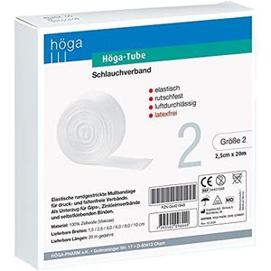 Höga Tube-slangverband elastisch slipvast luchtdoorlatend maat 2 2,5 cm x 20 m 1 stuk, wit