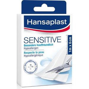 Hansaplast Gevoelige pleister 1 m x 6 cm, huidvriendelijke en hypoallergene wondpleisters per meter, pleister met veilige kleefkracht, pijnloos te verwijderen