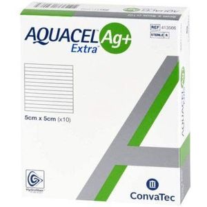 Aquacel Ag+ Extra kompressen, 5 x 5 cm, 10 stuks