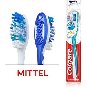 Colgate Tandenborstel Total rondom reiniging, medium, 1 stuk - handtandenborstel reinigt tandoppervlakken, tong, wangen en tot diep in de tussenruimtes tussen de tanden, met middelharde borstelharen