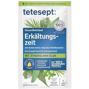 tetesept Zeezout voor verkoudheid, bad - gezondheidsbad voor het koude seizoen met 6 etherische oliën - weldadig badadditief met natuurlijk zeezout - 10 x 80 g