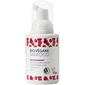 Bio: Vegan Skinfood biologisch cranberry reinigingsschuim voor een grondige reiniging, veganistisch NaTrue gecertificeerd, revitaliserend verzorgingsschuim, 100 ml