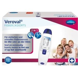 Veroval 2 in 1 infrarood-koortsthermometer, snel koorts opnemen in het oor of via het voorhoofd, ideaal voor gezinnen, inclusief 10 beschermkapjes