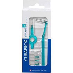 Curaprox CPS 06 Prime Start Interdentale Borstelset | Starterset Met 5 Borstels | 2 Verschillende Houders | Turkoois | 0,6 Mm Doorsnede | 2,2 Mm Effectieve | Zwitserse Makelij
