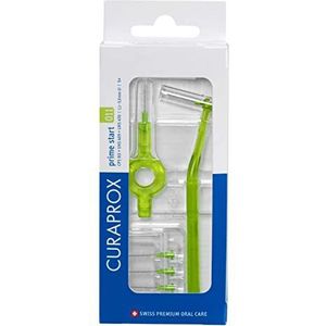 Curaprox CPS 011 Prime Start Interdentale Borstelset | Starterset Met 5 Borstels | 2 Verschillende Houders | Groen | 1,1 Mm Doorsnede | 5 Mm Effectief | Gemaakt in Zwitserland