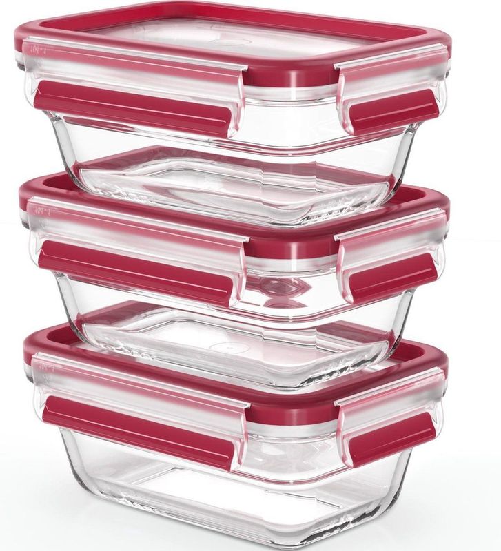 Tefal MasterSeal Glass - 3 x 450 ml - Rechthoekig