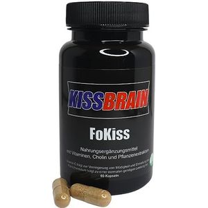 KISSBRAIN FOKISS - Natuurlijke focus, concentratie, uithoudingsvermogen | Workout Booster | Brain Power | zonder cafeïne | Complex met ginkgo, choline, rhodiola, vitamine C en B-vitaminen - 60