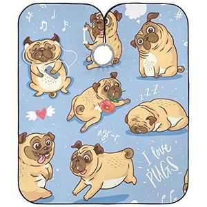 Kapperscape, grappige cartoon-mopshond, kapperscape, originele kapmantel, antistatische kappersmantel voor kinderen en volwassenen, salon