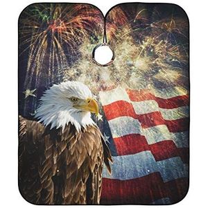 Kapper Schort Bald Eagle Amerikaanse Vlag Haar Snijden Cape Verstelbare Haar Snijden Jurk Anti-Statische Styling Capes Voor Styling Mannen Kinderen