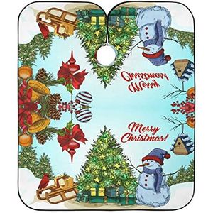 Kapper Schort Kerstboom Sneeuwpop Kappers Jurk Verstelbare Salon Cape Waterdichte Kappers Salon Cape Voor Mannen Kleurplaten Familie