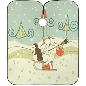 Haar Snijden Schort Kerst Sneeuwpop Pinguïn Kapper Cape Verstelbare Kappers Schort Vlekbestendige Kapper Jurk Voor Mannen Snijden Kleuren