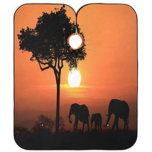 Kappers Jurk Afrikaanse Olifanten Bij Zonsondergang Kappers Schort Vlekbestendig Kapsel Schort Jurk Verstelbare Kapsel Cape Voor Haar Knippen Familie Kinderen