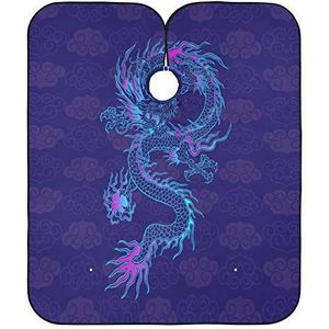 Kapper Schort Paars Chinese Draak Kappers Jurk Vlekbestendig Kappers Jurk Anti-Statische Kappers Schort Voor Kapper Mannen Snijden