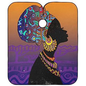 Volledige Lengte Cape Mooie Zwarte Vrouw Kappers Schort Vlekbestendig Kappers Schort Anti-Statische Kapper Schort Cape Voor Mannen Kids Coloring