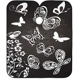 Kappers Schort Zwart Wit Vlinder Bloem Schort Anti-Statische Haar Snijden Jurk Unisex Volledige Lengte Cape Voor Mannen Kinderen Kids