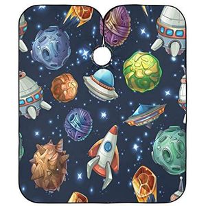 Styling Capes Cartoon Ruimteschip Raket Kapper Cape Doek Verstelbare Kapper Kapper Cape Gepersonaliseerde Kapper Schort Voor Mannen Kapper Familie