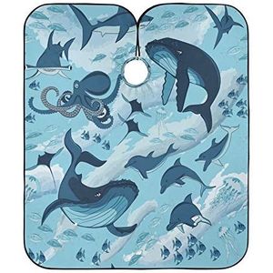 Schort Marine Dieren Kappers Salon Cape Professionele Kapper Cape Doek Waterdichte Kappers Jurk Voor Familie Kinderen Styling