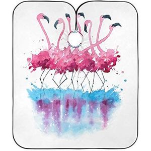 Haar Snijden Schort Flamingo's Aquarel Schilderen Kappers Salon Cape Verstelbare Kapper Cape Doek Waterdichte Salon Toga's Voor Kappers Vrouwen Familie