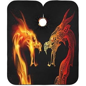 Kapperscape met twee vuurdraken, haarsnit, antistatisch, kapperscape, professionele kapperscape voor haarstyling, salon, haarknippen