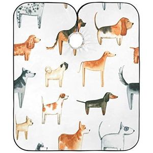 Salon Cape Aquarel Honden Haar Snijden Schort Waterdichte Volledige Lengte Cape Unisex Kapsel Schort Jurk Voor Haar Snijden Styling Kappers