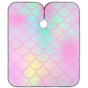 Kapsel Schort Jurk Roze Visschubben Volledige Lengte Cape Waterdichte Kapper Jurk Unisex Kappers Voor Mannen Salon Vrouwen