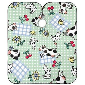 Kapperscape met grappige koeienvogelbloem, kapperscape, polyester, kapperscape, originele kapperscape voor kinderen en volwassenen, haarstyling