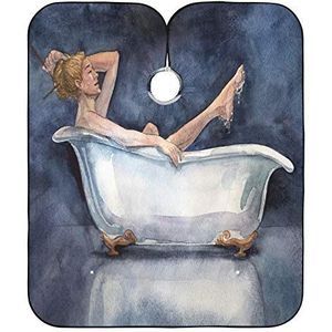 Kappers Jurk Vrouw Aquarel Schilderen Salon Cape Waterdichte Kappers Toga Vlekbestendig Schort Voor Haar Snijden Familie Kapper