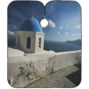 Kappers Cape Blauw Santorini Zee Kapper Schort Waterdichte Kapper Cape Doek Unisex Kapper Schort Cape Voor Snijden Salon Styling