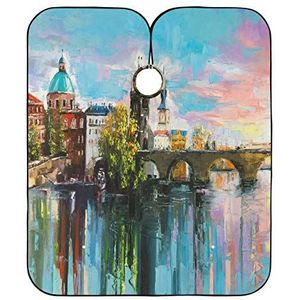 Kapper Kapsel Cape Charles Bridge Schilderen Kappers Jurk Verstelbare Kapper Schort Waterdicht Kapsel Schort Jurk Voor Haar Knippen Kinderen Kapper