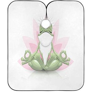 Schort Grappige Kikker Doen Yoga Kapper Cape Verstelbare Volledige Lengte Cape Unisex Kappers Cape Voor Kapper Familie Salon