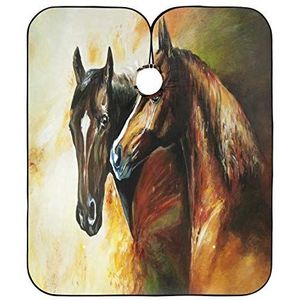 Kapperscape paar paardenschilderij tondejas universele kapmantel polyester kapmantel voor volwassenen kapsalon haarknippen