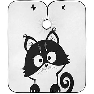 Kappers Jurk Zwart Wit Kat Volledige Lengte Cape Verstelbare Kapper Schort Unisex Haar Snijden Cape Voor Kapper Kids Snijden