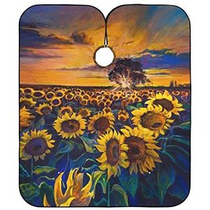 Salon Cape Zonnebloem Veld Schilderen Kapper Kapper Cape Waterdicht Haar Snijden Schort Unisex Schort Voor Kapsel Kinderen Kleurplaten