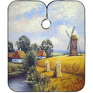 Kapper Schort Cape Tarwe Veld Dorp Schilderen Haar Snijden Jurk Professionele Styling Capes Verstelbare Salon Jurken Voor Styling Salon Kids