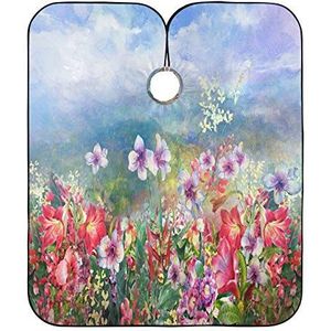 Styling Capes Kleurrijke Bloem Aquarel Schilderen Kappers Salon Cape Unisex Kapsel Schort Jurk Anti-Statische Schort Voor Mannen Vrouwen Kapper