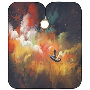 Salon Cape Schip In Outer Space Kapper Cape Anti-Statische Styling Capes Vlekbestendig Haar Snijden Cape Voor Mannen Kleurplaten Familie