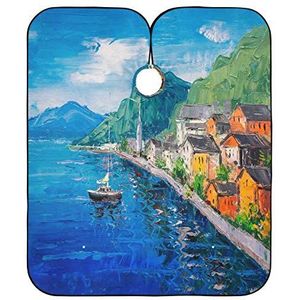 Styling Capes Seaside Town Schilderen Kapper Schort Verstelbare Kappers Schort Waterdichte Kappers Cape Voor Snijden Kapper Styling