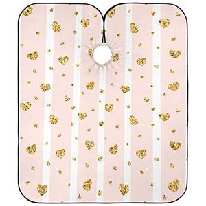 Styling Schort Gouden Hart Strepen Kappers Cape Polyester Kapperscape Antistatische Kappersjas Voor Kapsel Vrouwen Haarstyling