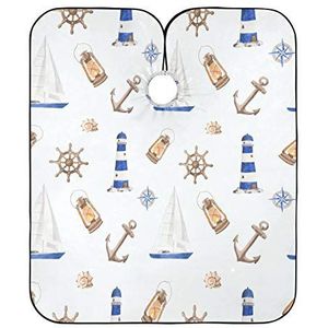 Kappers Jurk Aquarel Nautische Patroon Salon Cape Vlekbestendige Kappers Cape Waterdichte Kappers Salon Cape Voor Kapper Kappers Vrouwen