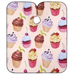 Kapsel Schort Jurk Aquarel Cupcakes Kapper Jurk Waterdichte Volledige Lengte Cape Unisex Kapper Cape Doek Voor Snijden Styling Familie