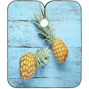 Kappers Ananas Op Blauwe Houten Tafel Volledige Lengte Cape Unisex Kapper Jurk Gepersonaliseerde Kapper Cape Doek Voor Kappers Salon Kinderen