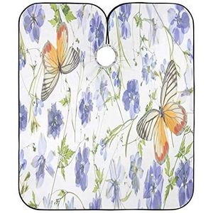Kapper Schort Paarse Bloem Vlinder Kapsel Schort Jurk Waterdichte Styling Capes Unisex Salon Cape Voor Styling Kappers Haar Snijden