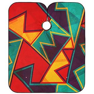 Haar Snijden Schort Retro Geometrische Figuren Schort Vlekbestendige Salon Cape Anti-Statische Kapsel Schort Jurk Voor Styling Kapper Vrouwen