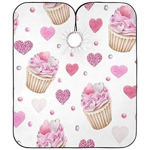 Kapper Schort Cape Romantische Harten Cupcake Liefde Dag Kappers Schort Verstelbare Kapsel Schort Jurk Vlekbestendig Kapper Kapper Cape Voor Styling Familie Salon