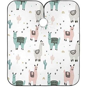 Haar Snijden Cape Cartoon Lama Alpaca Kappers Salon Cape Waterdichte Kappers Schort Verstelbare Kappers Cape Voor Kinderen Mannen Familie