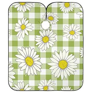 Kappers Cape Madeliefjes Op Groen En Wit Plaid Kappers Schort Verstelbare Kappers Cape Waterdichte Kapper Kapper Cape Voor Kleuren Snijden Salon