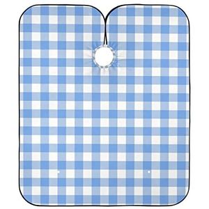 Kapper Cape Blauw En Wit Plaid Patroon Kapper Schort Cape Gepersonaliseerde Kappers Schort Vlekbestendig Kapsel Schort Jurk Voor Snijden Mannen Kinderen