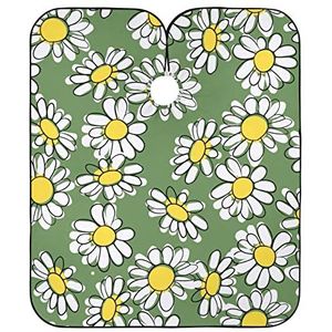 Kappersjurk madeliefjes op groene achtergrond Barber Cape Universele kapperscape polyester kapperscape voor het knippen van haar kinderen haarstyling